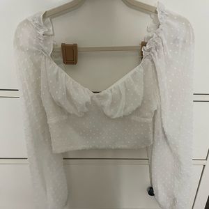 Cropped long sleeve blue life top